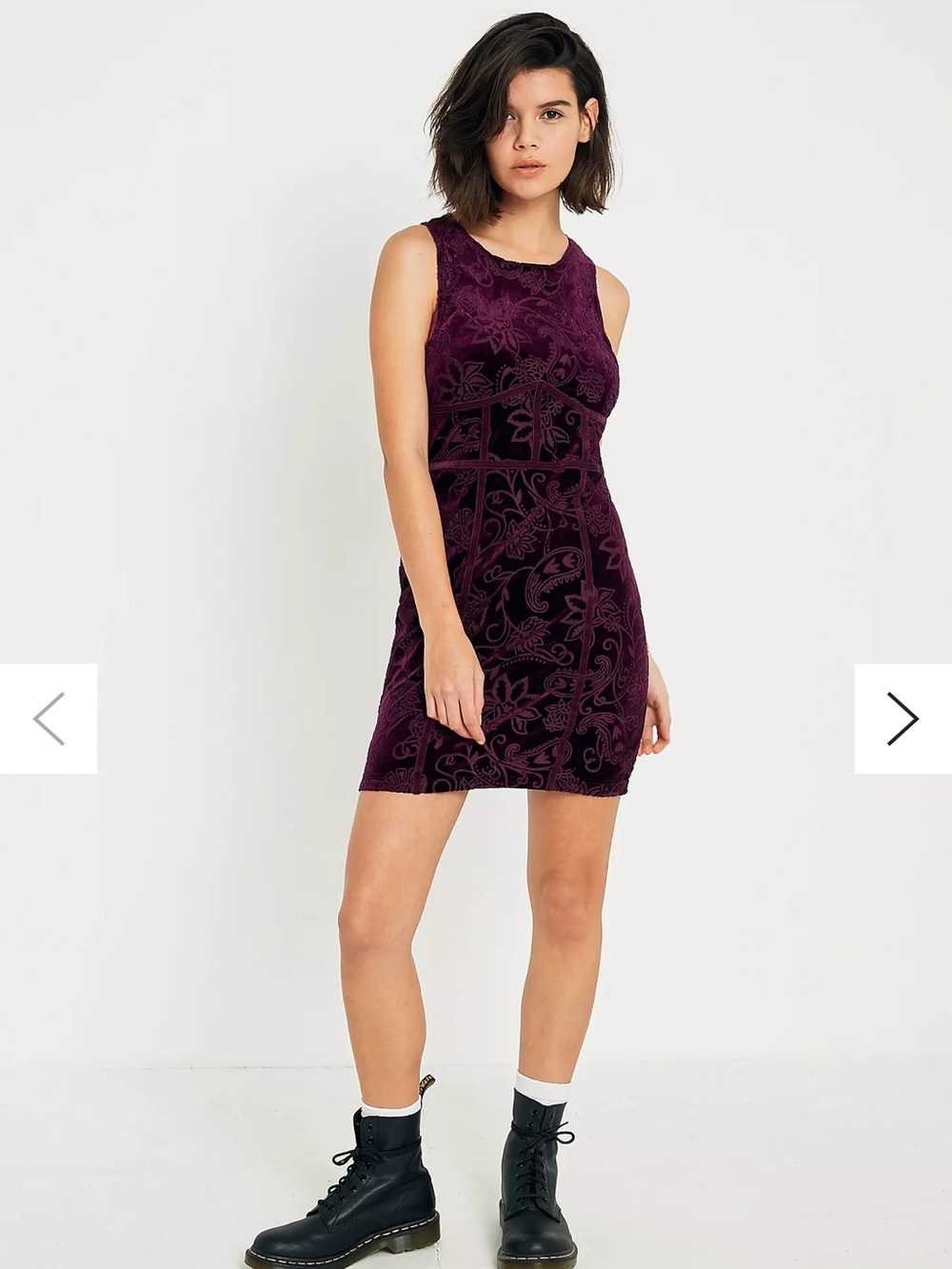 Free People Plum Velvet Burnout Mini Dress
